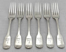 Georgian, George IV, Six Silver Crested Dessert Forks. York 1825 Barber, Cattle & North. 7.5 troy ounces. 
