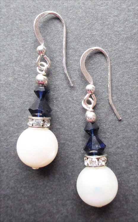Bridget: 12mm button pearl with crystal earrings (035)