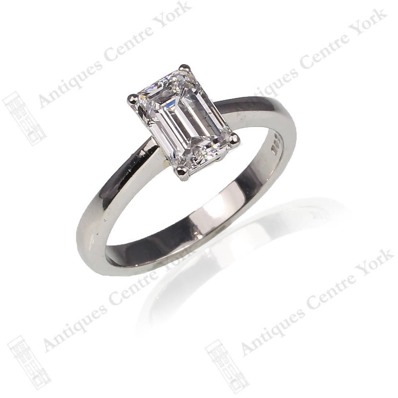 Platinum Certified 1.39cts Emerald-Cut Diamond Solitaire Ring