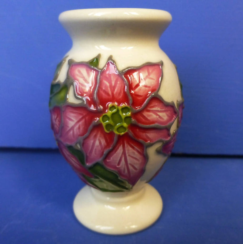 Moorcroft Miniature Vase Poinsettia December Birthday By Vicky Lovatt