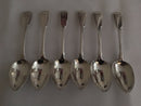 Georgian, George III, set of six silver dessert spoons. London 1820 Solomon Royes. 8.8 troy ounces.
