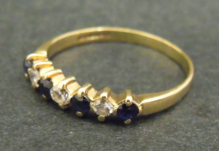 9ct gold, sapphire and diamond half eternity ring