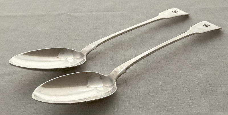 Georgian, George III, Pair of Silver Basting Spoons. London 1816 Thomas Wilkes Barker. 8.7 troy ounces.
