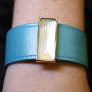 Lalique turquoise leather and crystal bracelet