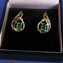 Silver Emerald Stud Earrings