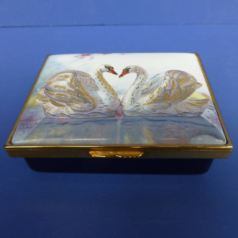 Royal Crown Derby Halcyon Days Limited Edition Enamel Trinket Box - The Royal Swans