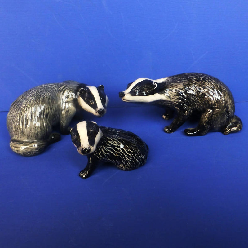 Beswick Badger Family Model Nos 3392, 3393 and 3394