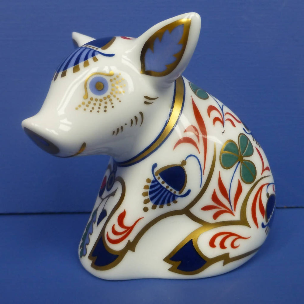 工芸品  Crown Derby Sitting Pig Royal Crown Derby Paperweight - Sitting Piglet