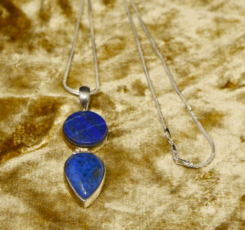Silver and Lapis Lazuli Designer Pendant & Chain