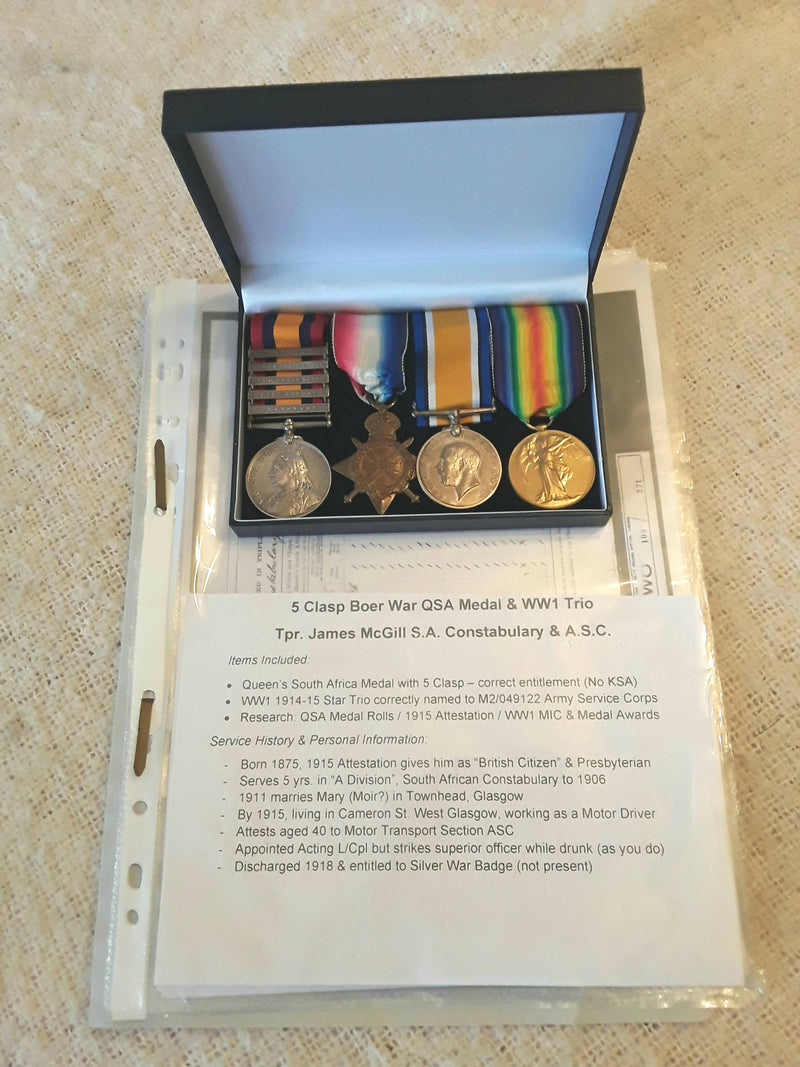 A Boer War / World War 1 Four Medal Group.