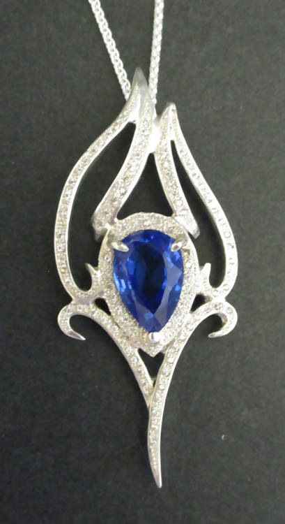 Jake: Sapphire and zirconias silver pendant