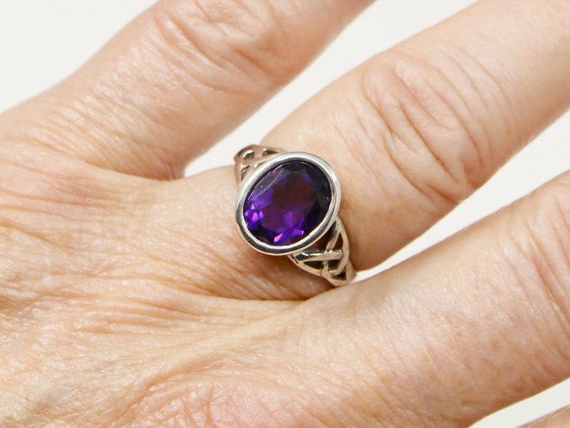 Silver & Amethyst Celtic Design Ring