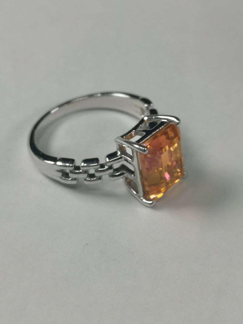 Sterling Silver & Orange Citrine Ring