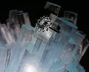New Esprito Santo Aquamarine & White Cambodian Zircon Halo Sterling Silver ring - S