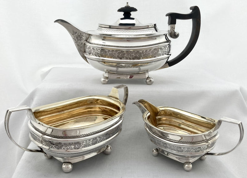 Georgian, George III, silver tea service. London 1810 Robert Hennell I & Samuel Hennell. 33 troy ounces.