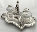 Victorian Silver Figural Inkstand: Bugle Major Alexander White, 52nd Light Infantry. Sheffield 1866 Fenton Brothers. 32 troy ounces.