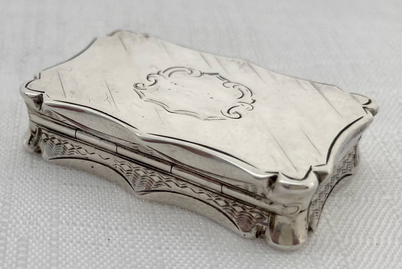 Victorian Silver Vinaigrette of Serpentine Form. Birmingham 1848 Nathaniel Mills.