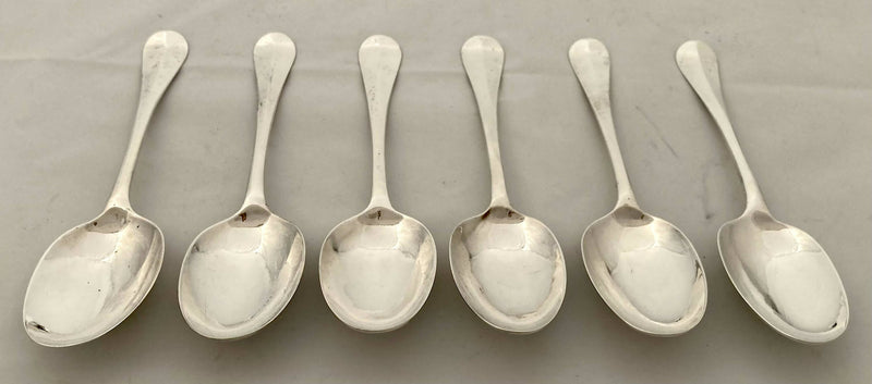 Georgian, George I, Six Silver Rat Tail Tablespoons. London 1727 Edward Hall. 10 troy ounces.