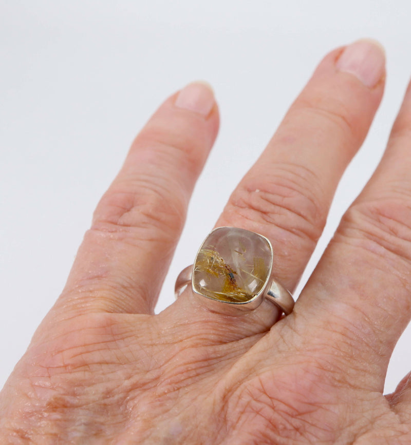 Vintage Silver & Rutilated Quartz Ring