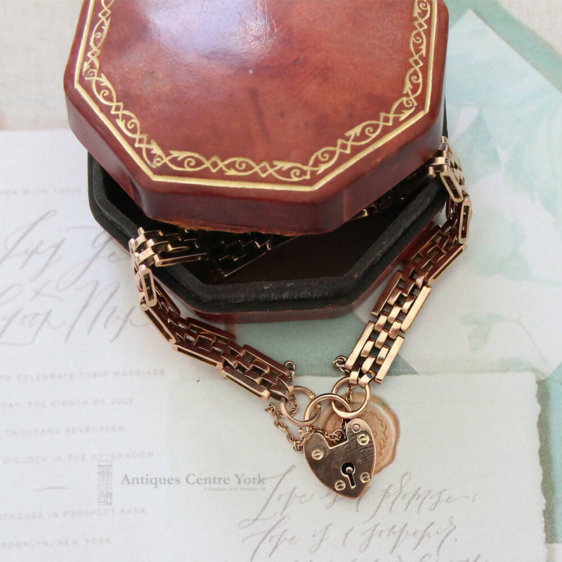 Vintage 9ct Rose Gold Gate Bracelet