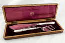Victorian Walnut Cased Set of Silver Fish Servers. Sheffield 1881 Harrison Brothers & Howson.