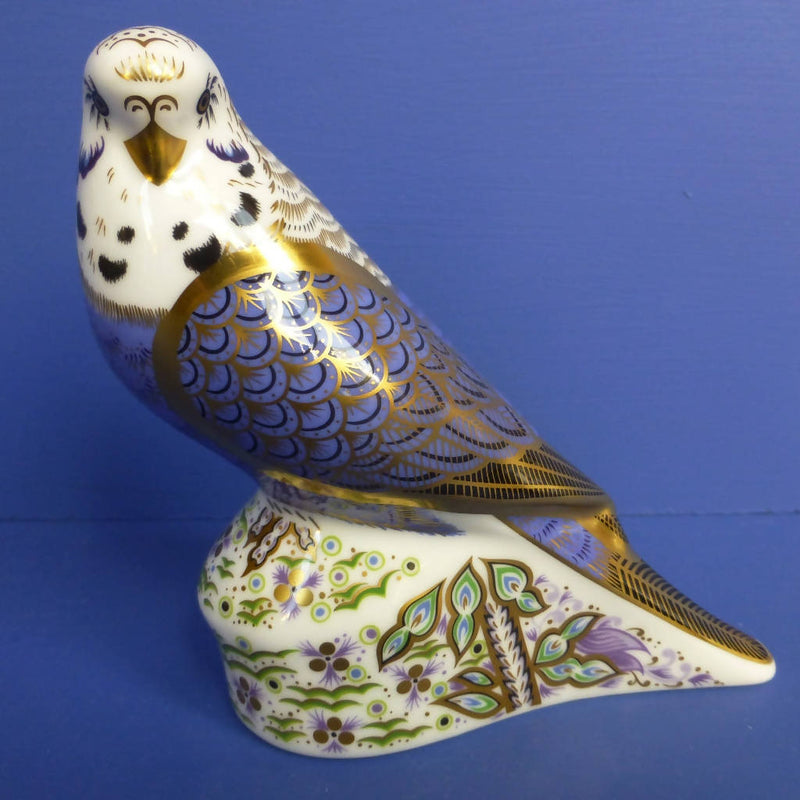 Royal Crown Derby Paperweight - Violet Budgerigar (Boxed)
