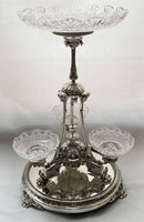 Victorian Silver Plated & Cut Glass Centrepiece with Mirrored Plateau. Henry Wilkinson & Co. of Sheffield, circa 1850 - 1870.