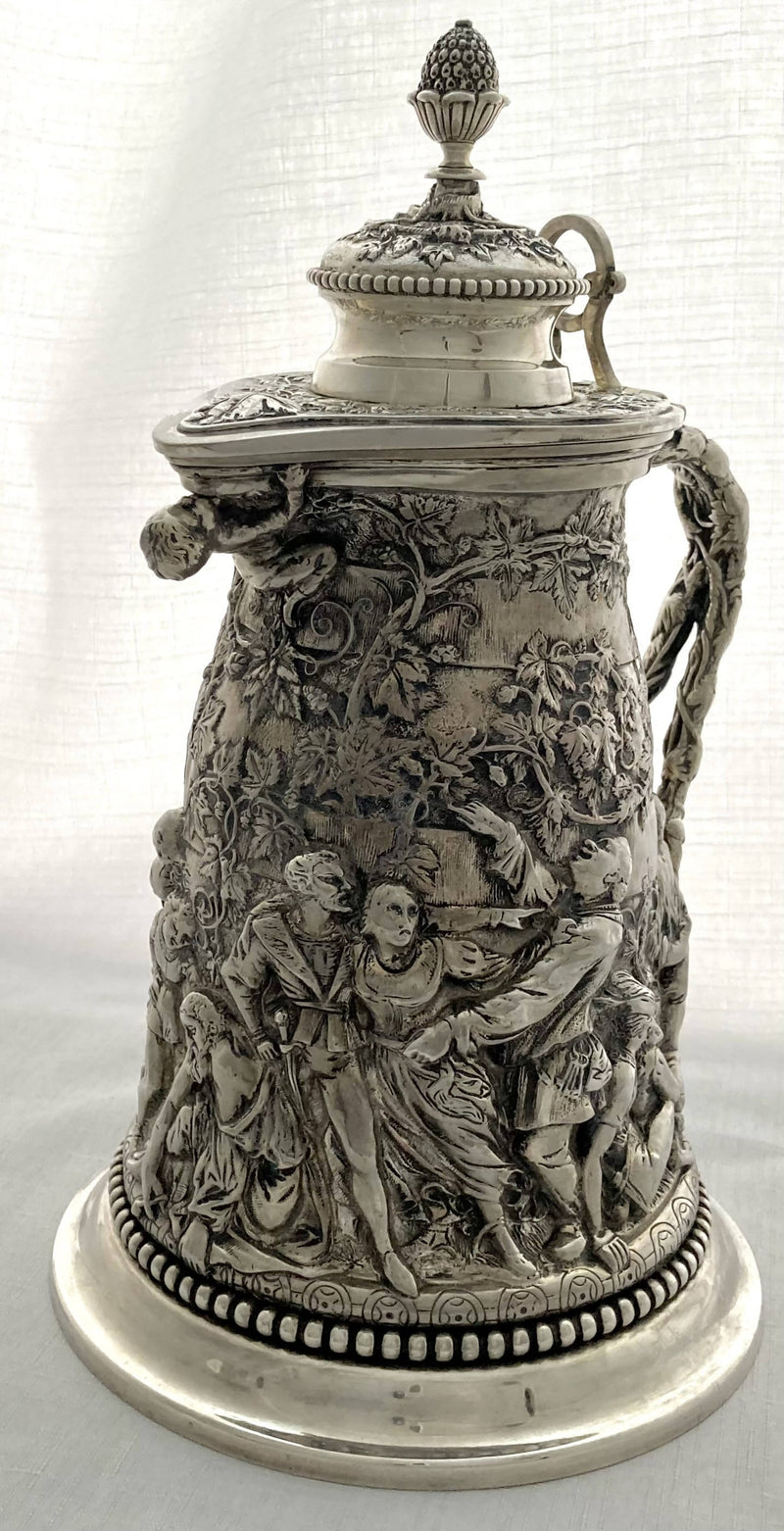 Victorian Teniers Style Silver Plated Wine Jug. John Grinsell & Sons, Birmingham circa 1870 - 1890.