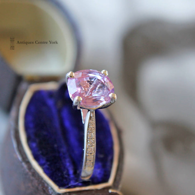 18ct White Gold Pink Sapphire & Diamond Ring