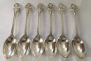 Cased set of six silver plated Art Nouveau teaspoons.