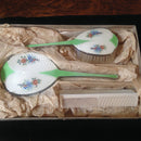 1950's hand painted enamelled chrome dressing table set