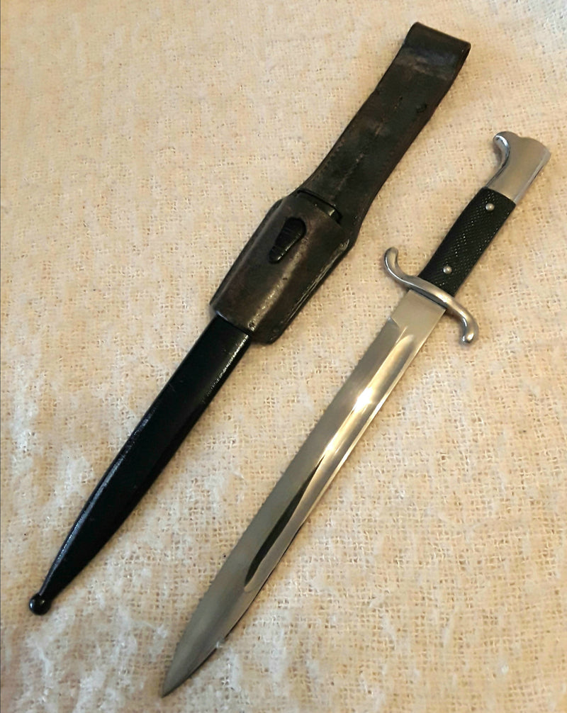 A World War 11 Period -German Fire- Police Dress Bayonet With Scabbard And Leather Belt Frog.