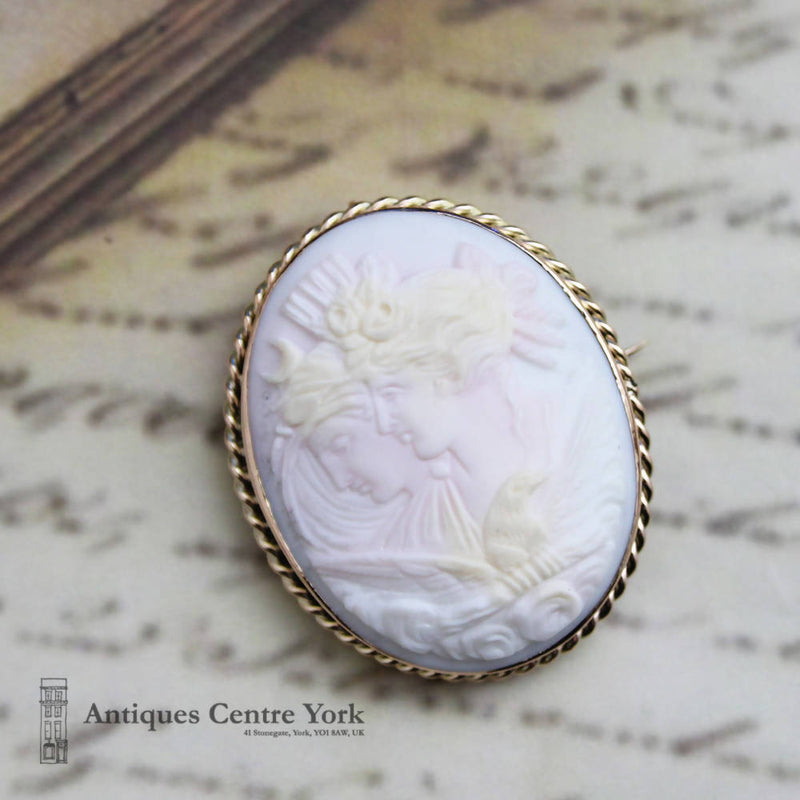 Victorian 9ct Night & Day Cameo Brooch