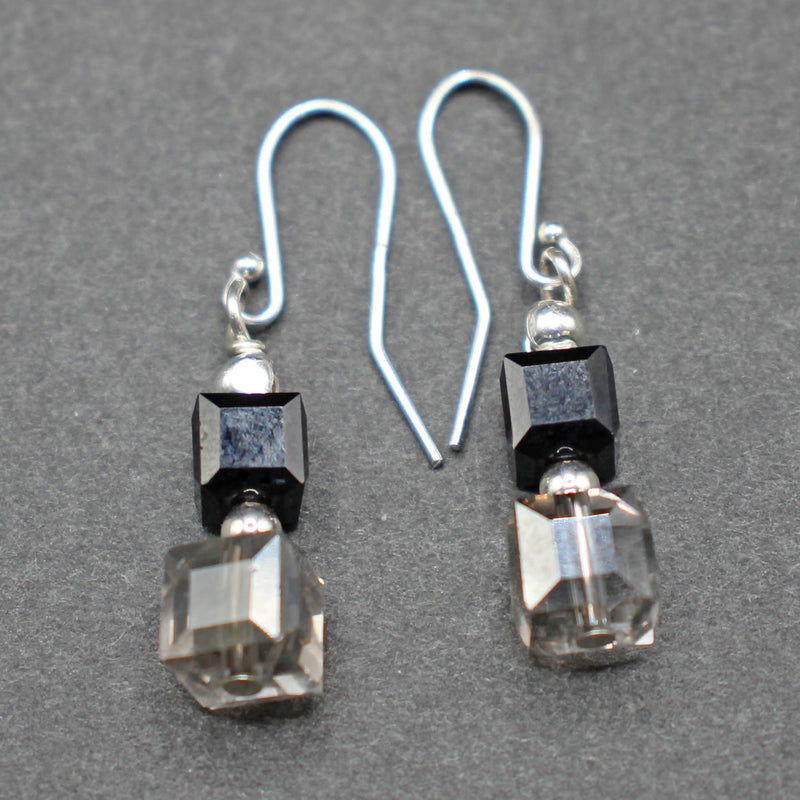 Bridget: Swarovski crystal silver earrings