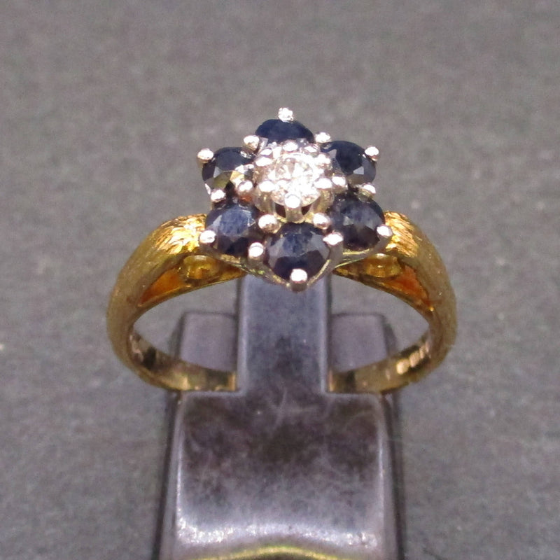 18ct gold sapphires and diamond cluster ring