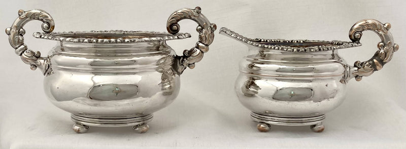 Georgian, George IV, Old Sheffield Plate Sugar Bowl & Cream Jug, circa 1820.