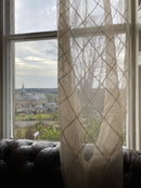 High end pure cotton trellis Ecru Cream madras Lace Curtaining 48"/110"