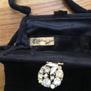 1950's black crepe evening bag