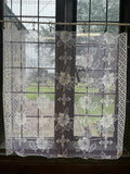 Vintage Art Deco Coloured Cotton Lace Panel Cafe Curtain Brise-Bise New Deadstock Hibiscus 33"/36"