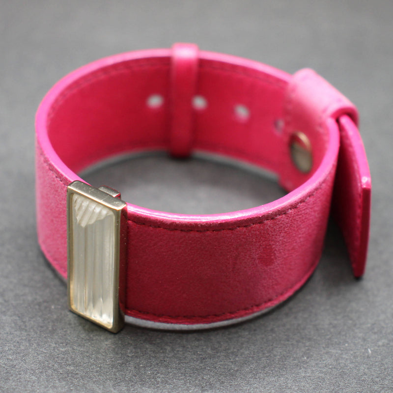 Lalique pink leather and crystal bracelet