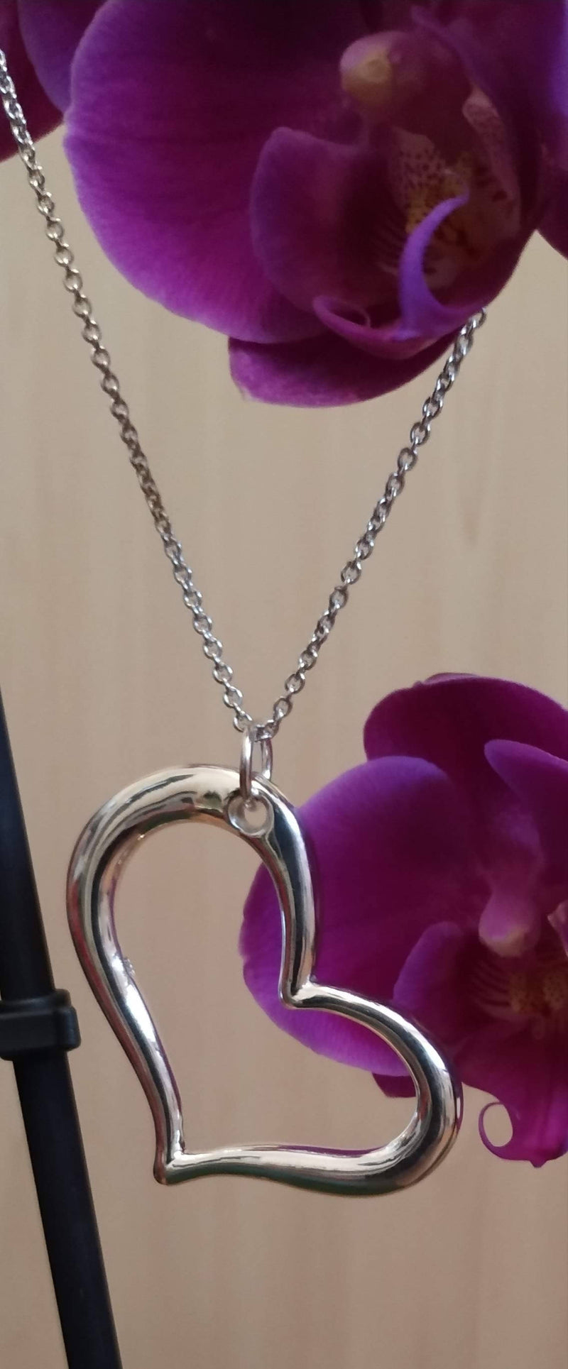 NEW STERLING SILVER HEART NECKLACE - 20"