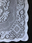 "Jessica" Victorian Style White Cotton Lace Curtain Panel Ready To Hang - 36" x 36" 90 x 91cms