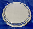 Early 20th Century Large Silver Plated Salver on Four Scroll Feet.