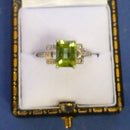 Silver Peridot and Diamond Ring Size N
