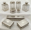 Early Victorian Silver Mounted Cut Glass Vanity Set. London 1839 Charles Rawlings & William Summers. 11.5 troy ounces.