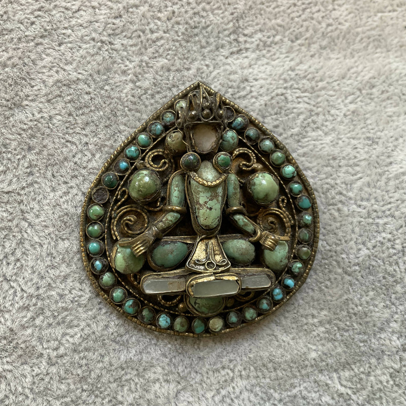 Vintage Nepali turquoise brooch