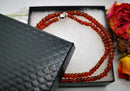 New Hessonite Garnet (Rnd) Beads Necklace (Size 20) with Magnetic Lock in Rhodium Overlay Sterling Silver 120.00 Ct.