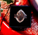 New 1ct Sterling Silver Red and White Diamond Ring