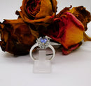 New Tanzanite Pear and Cambodian Zircon 925 Sterling Silver Ring (Size O)
