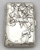 Edwardian Art Nouveau Silver Cigarette Case. London 1902 Benner Friedrich & Co. 2.5 troy ounces.